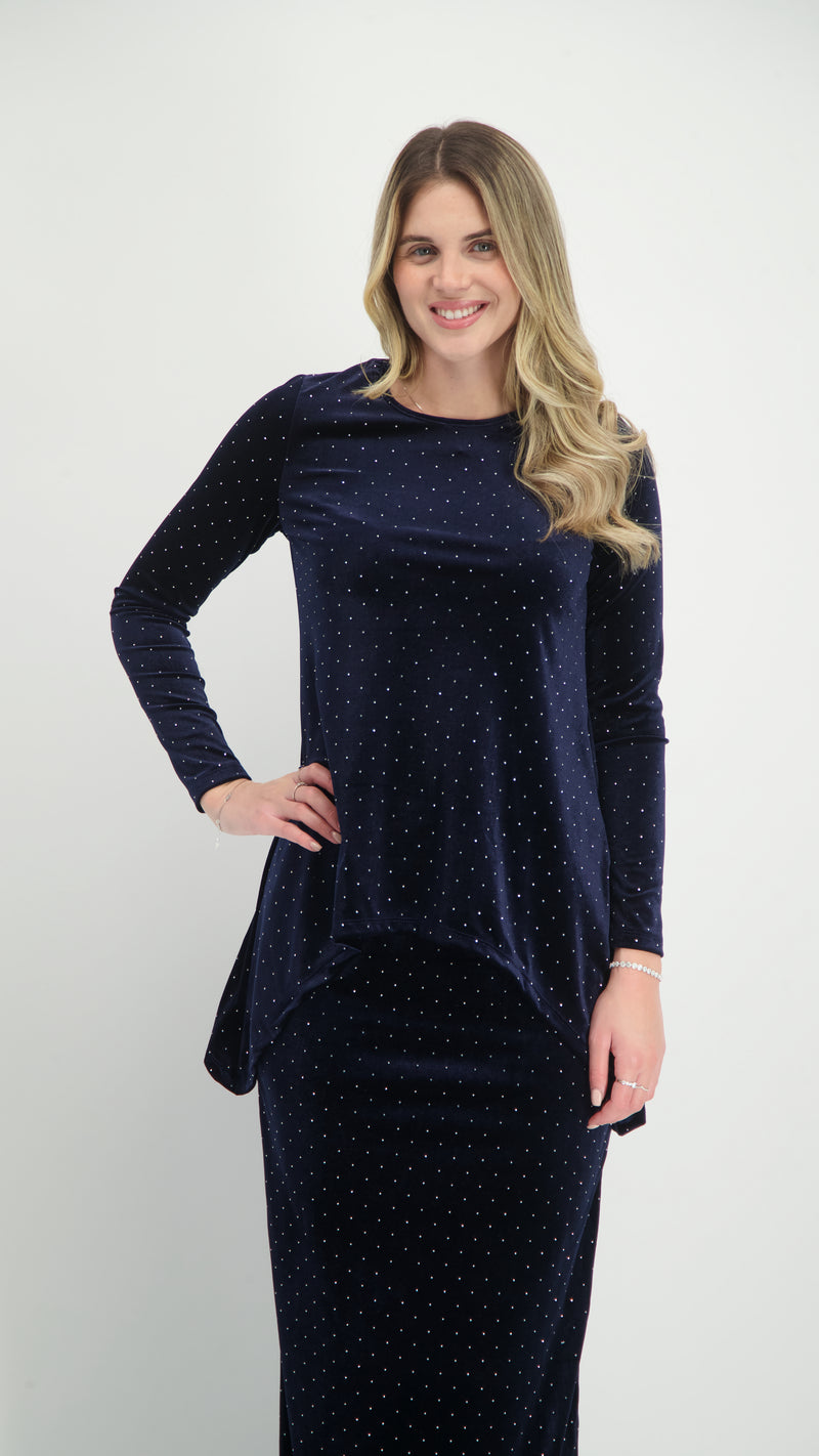 Asymmetric Velvet Set / Navy Nitti