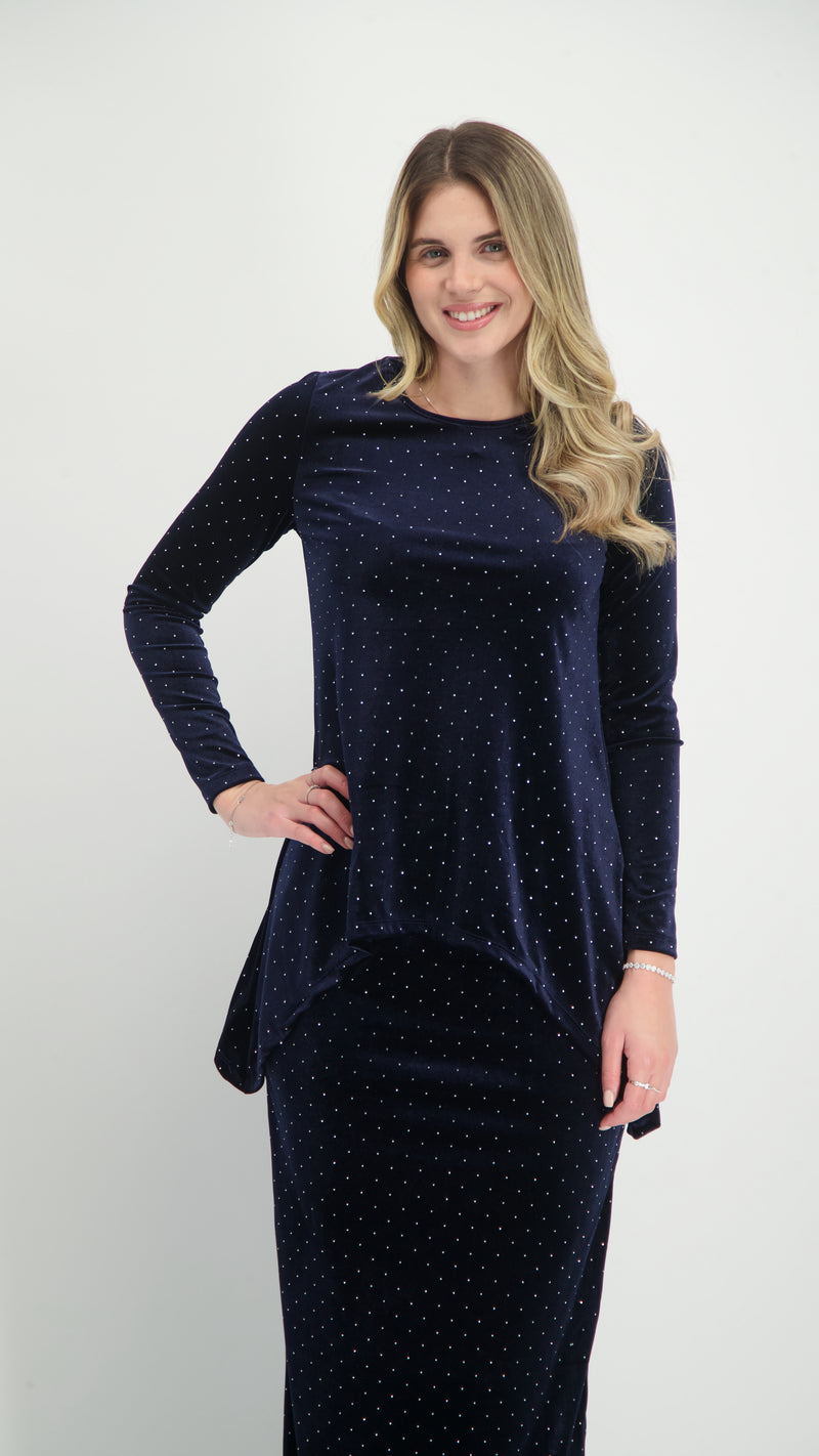 Asymmetric Velvet Set / Navy Nitti