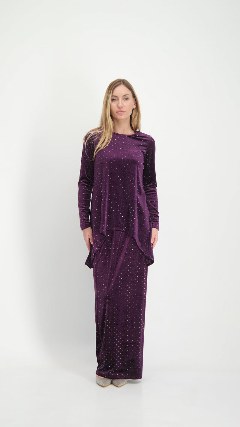 Asymmetric Velvet Set / Plum Nitti