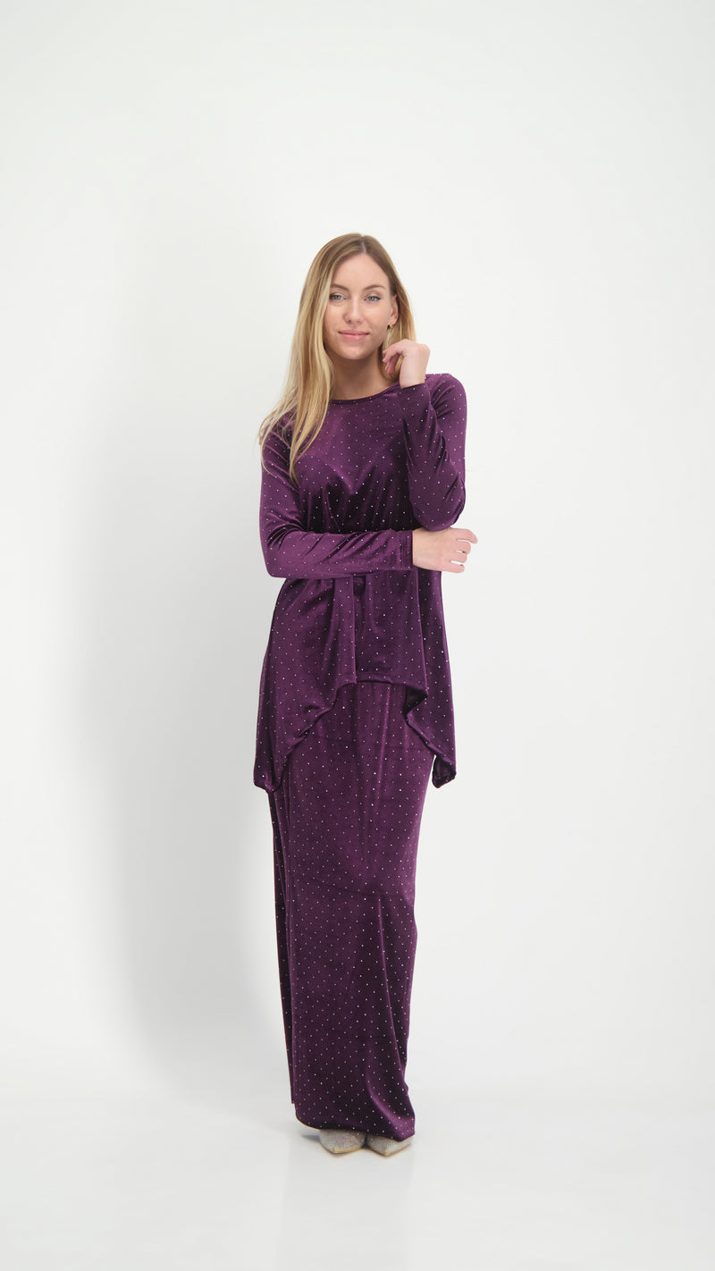 Asymmetric Velvet Set / Plum Nitti