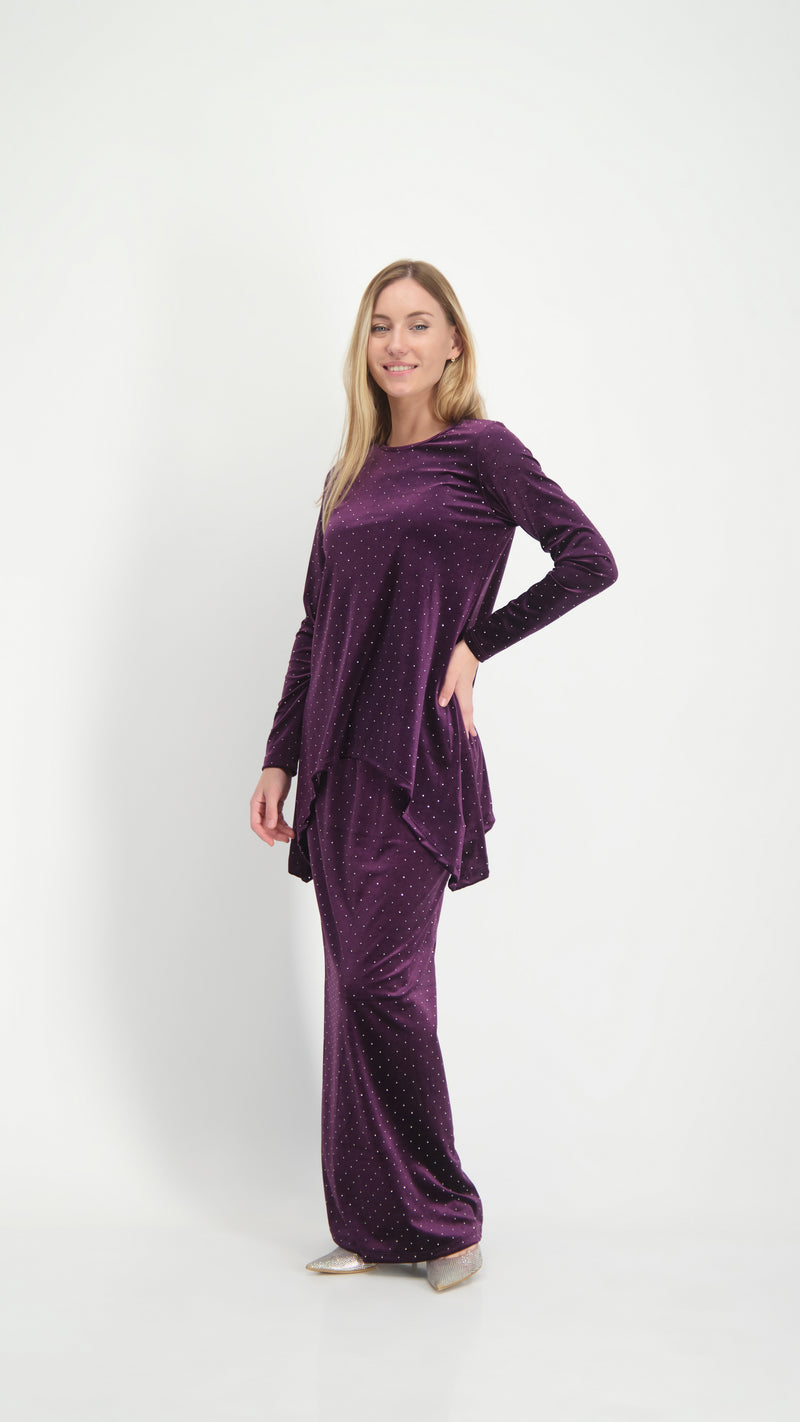 Asymmetric Velvet Set / Plum Nitti