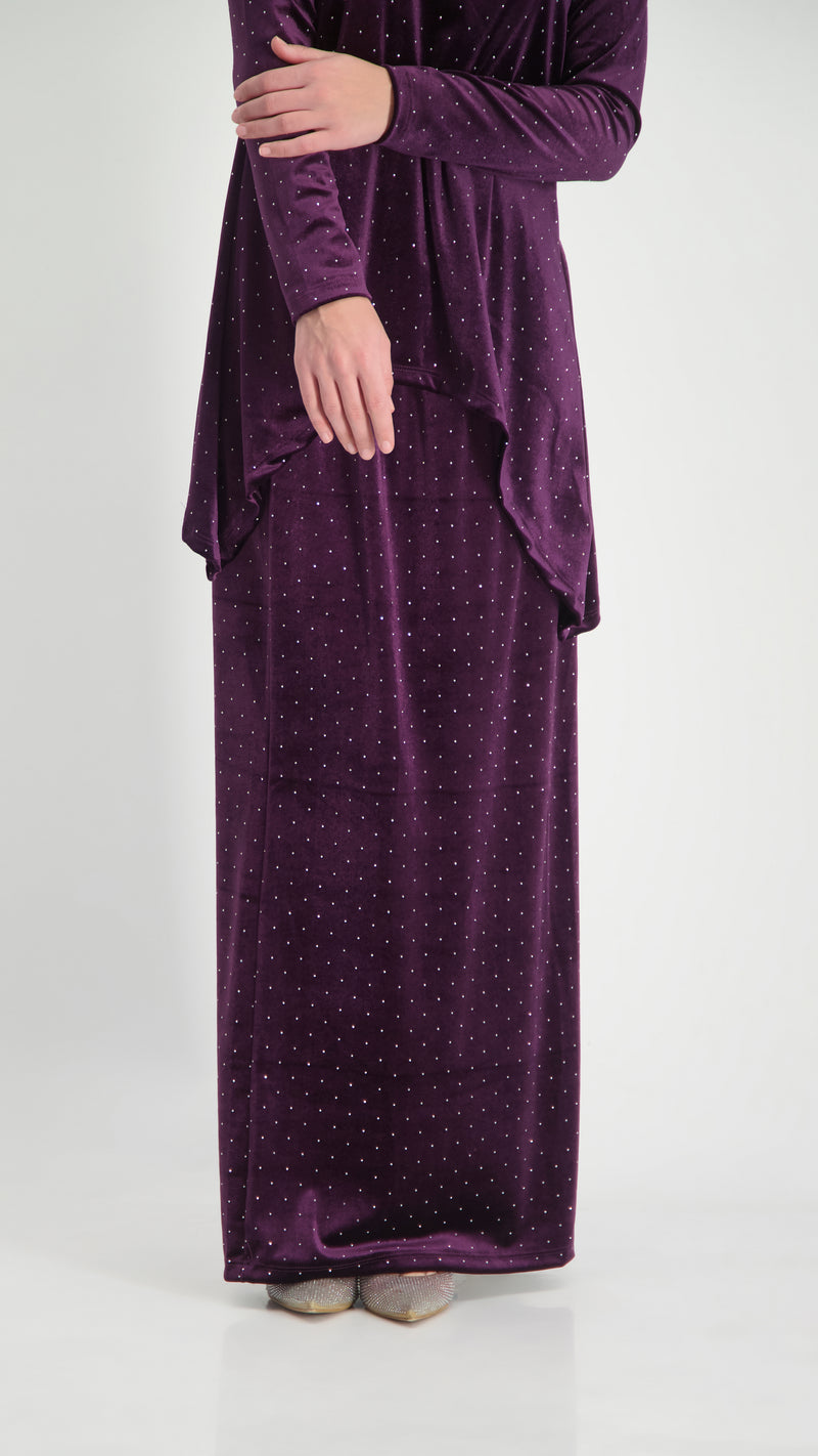 Asymmetric Velvet Set / Plum Nitti