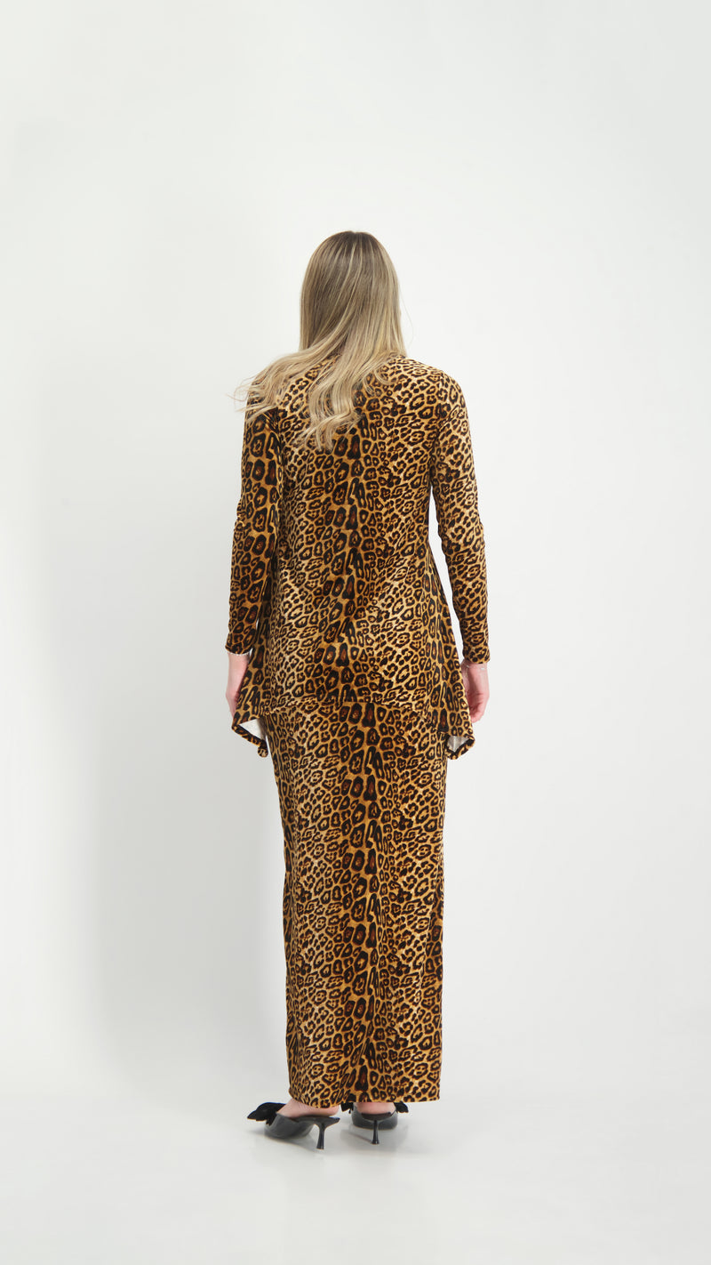 Asymmetric Velvet Set / Beige Leopard