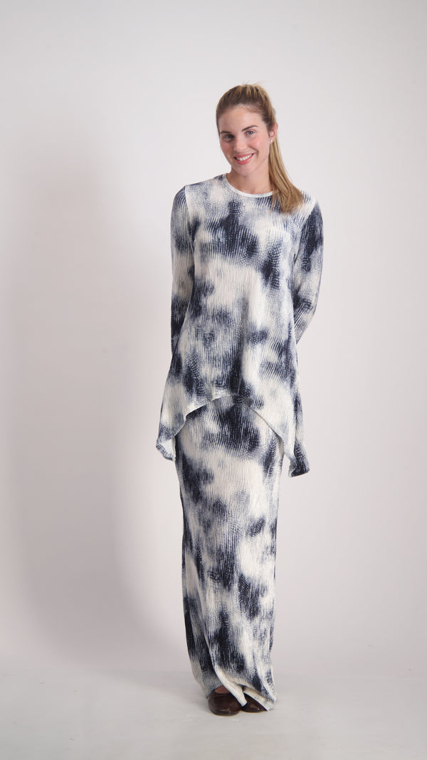 Ribbed Asymmetric Velvet Set / Black Acid