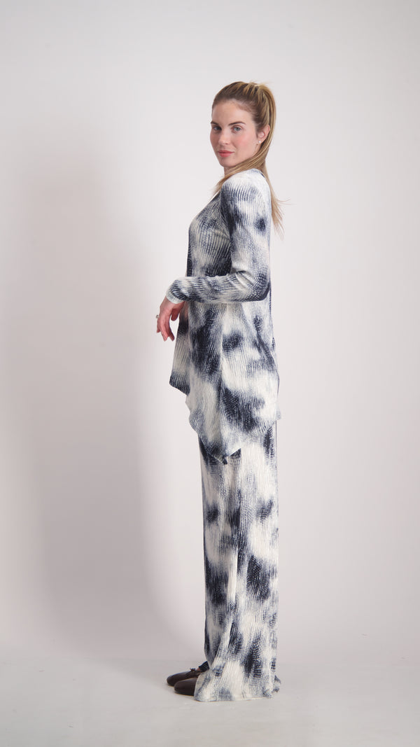Ribbed Asymmetric Velvet Set / Black Acid