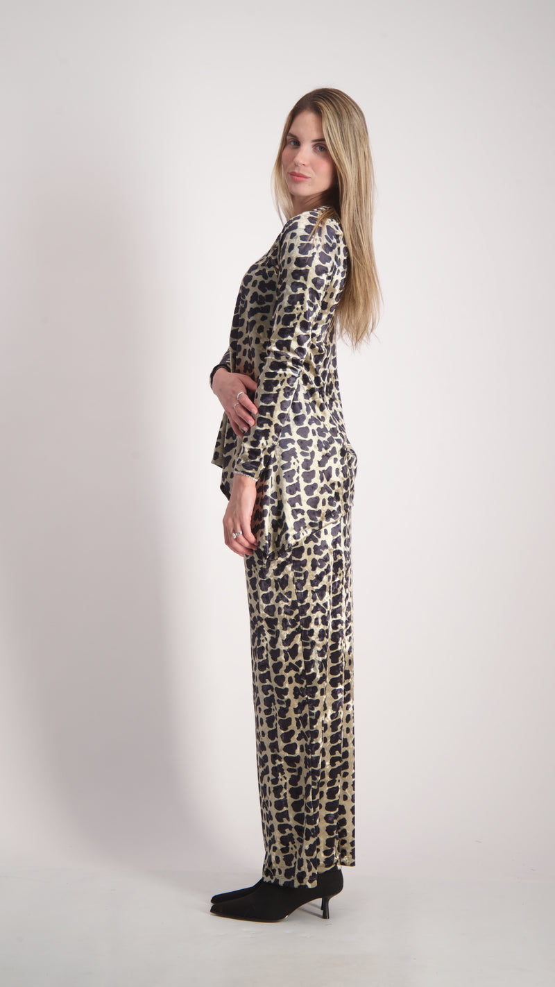 Asymmetric Velvet Set / Leopard