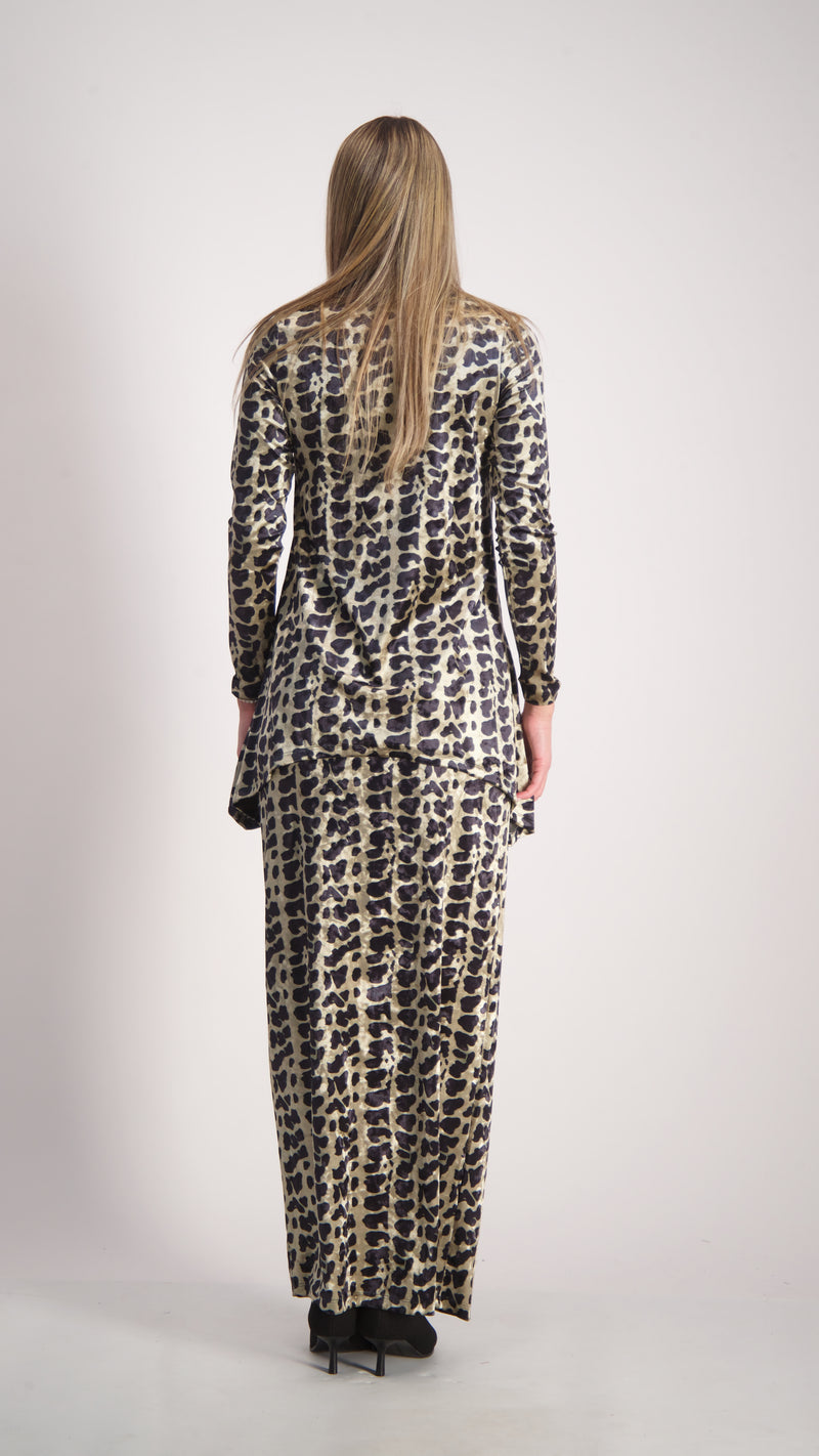 Asymmetric Velvet Set / Leopard