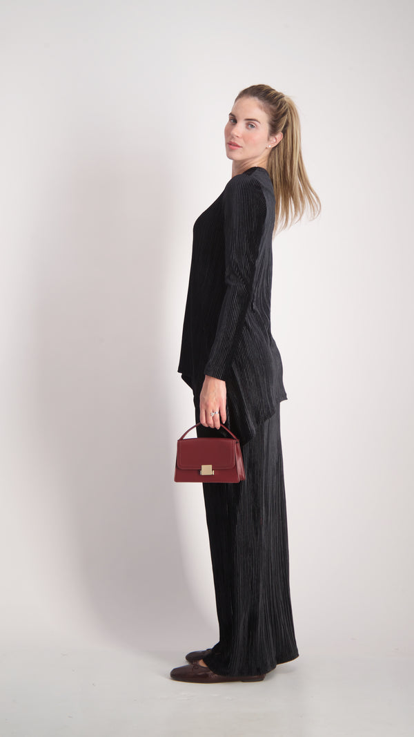 Ribbed Asymmetric Velvet Set / Black