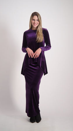 Asymmetric Velvet Set / Plum