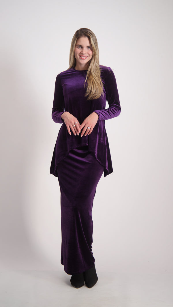 Asymmetric Velvet Set / Plum