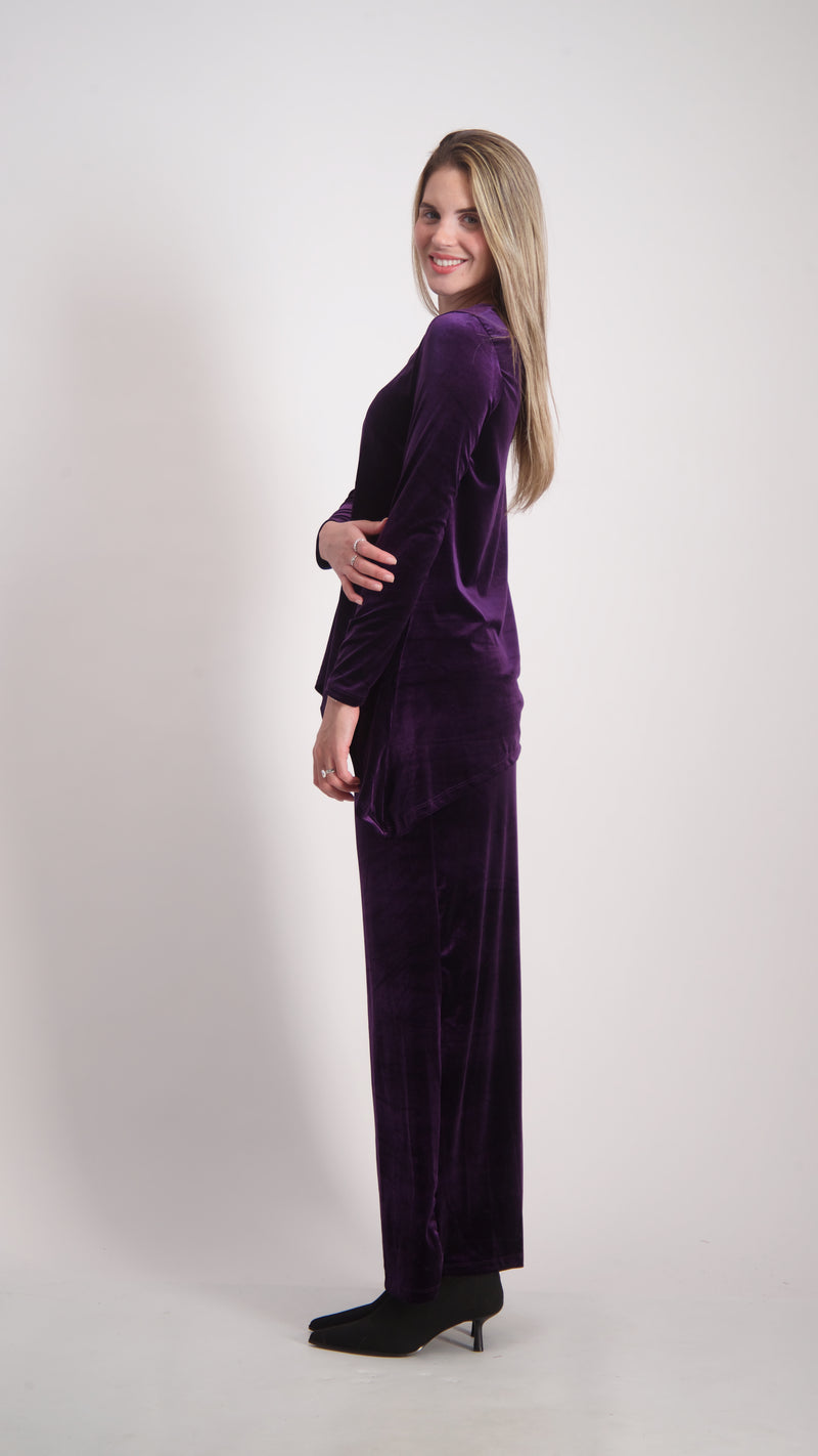 Asymmetric Velvet Set / Plum