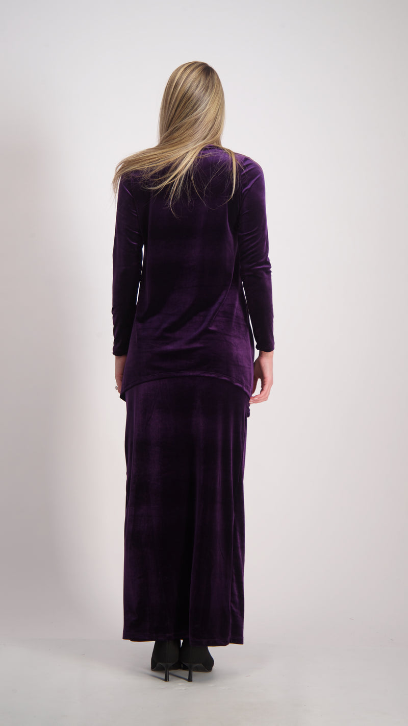 Asymmetric Velvet Set / Plum