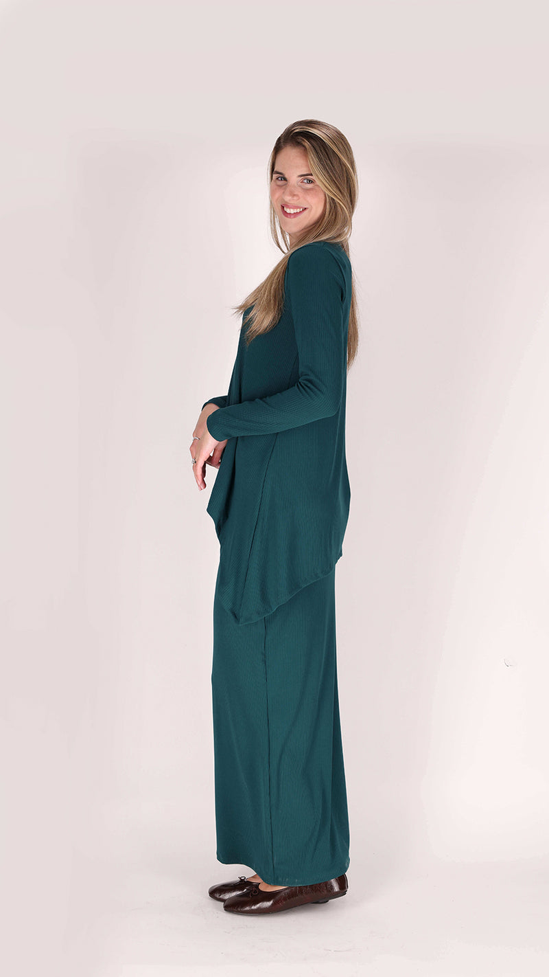Ribbed Asymmetric T-shirt / Green