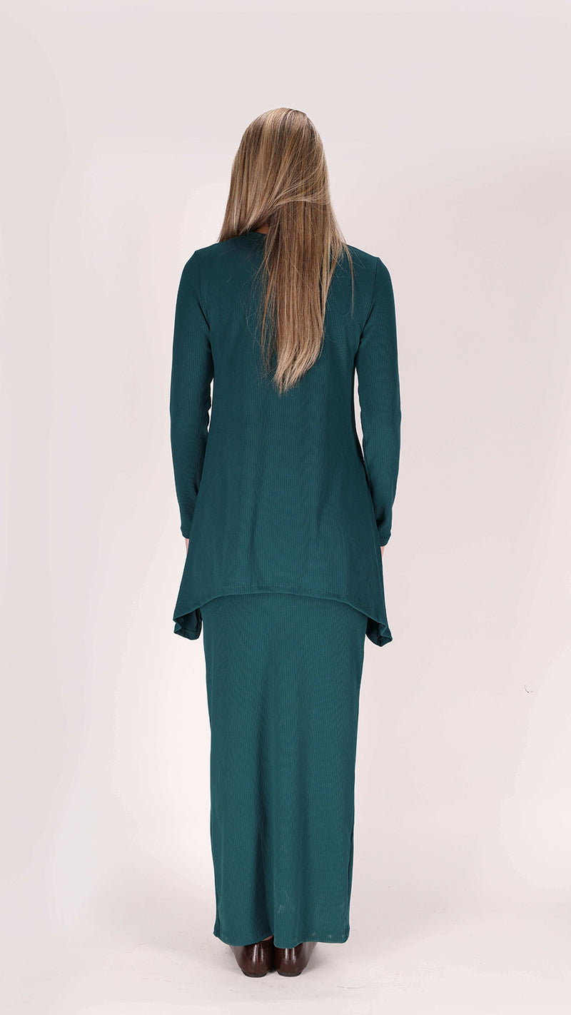 Ribbed Asymmetric T-shirt / Green