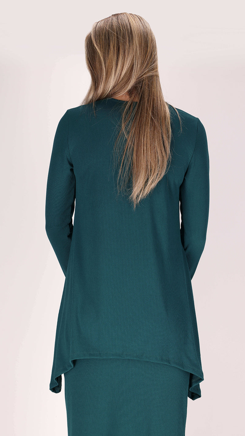 Ribbed Asymmetric T-shirt / Green