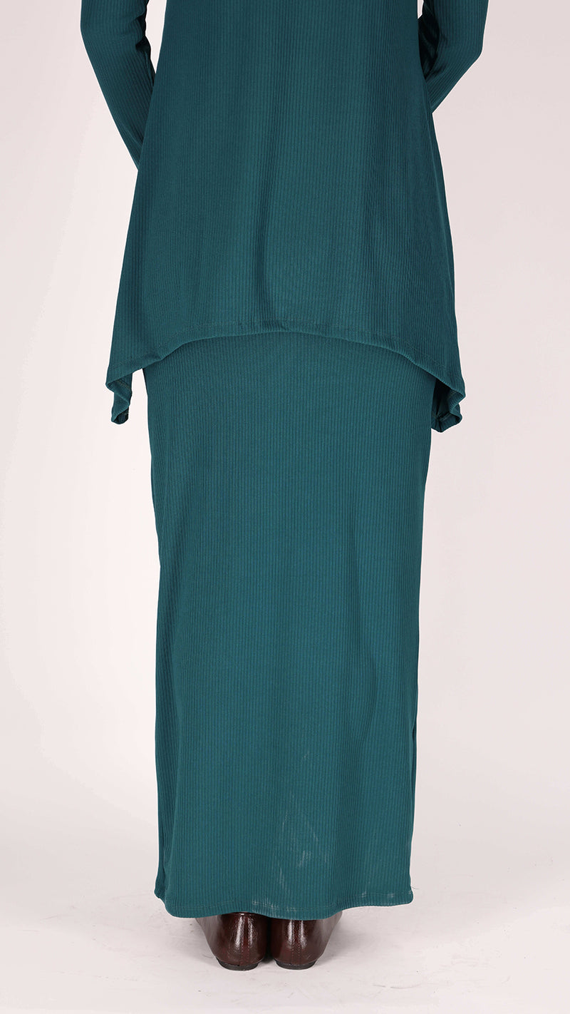 Ribbed Maxi Skirt / Green