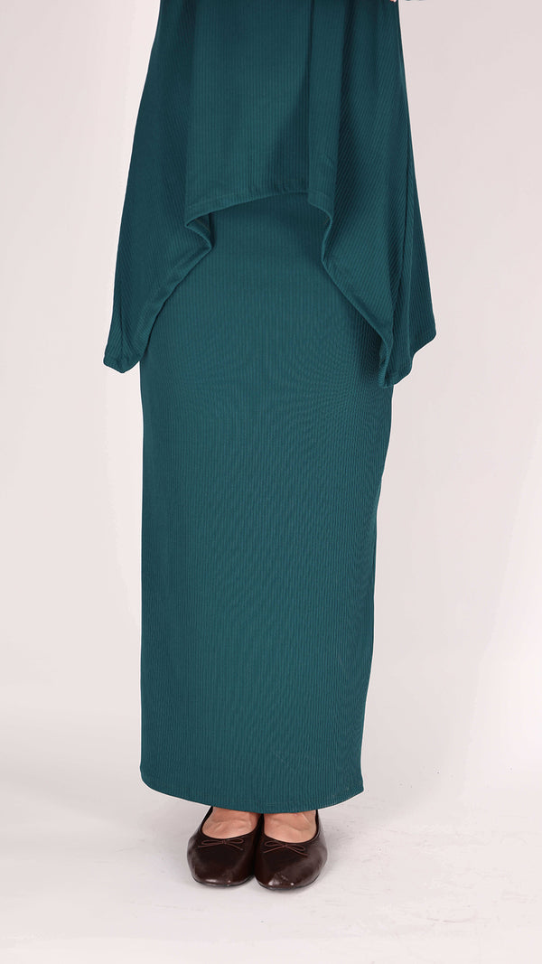 Ribbed Maxi Skirt / Green