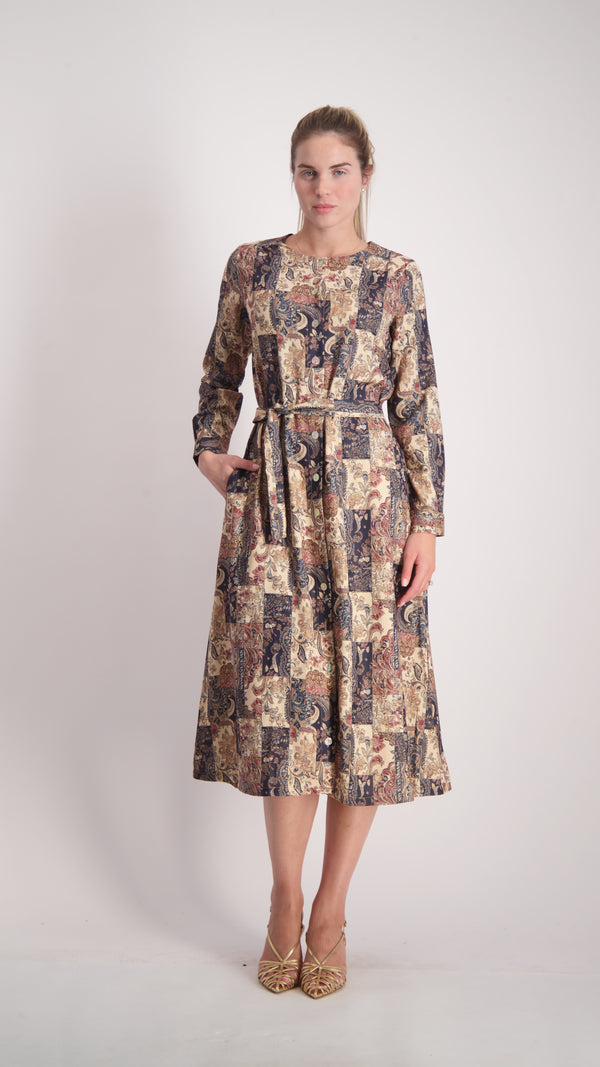 Button Dress With Belt / Beige Etni