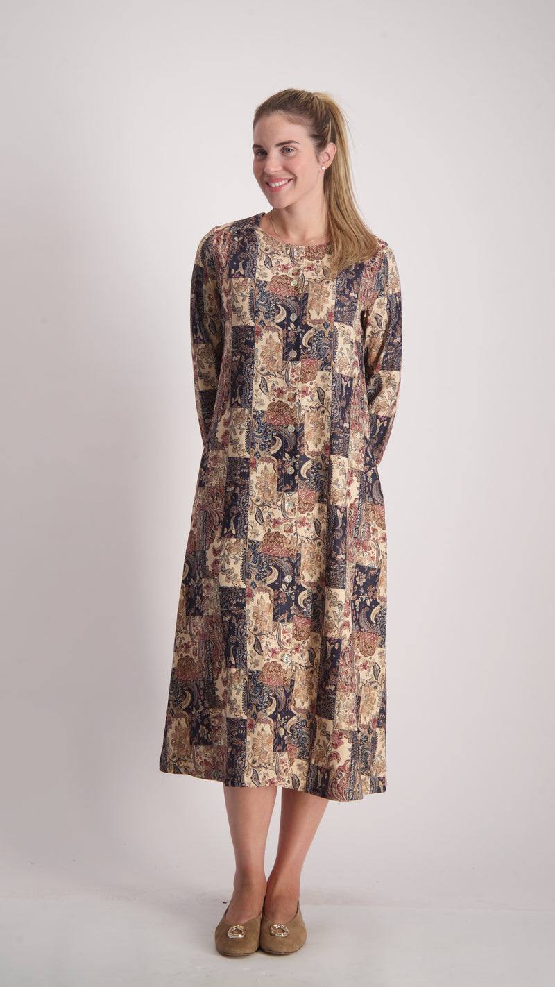 Button Dress With Belt / Beige Etni