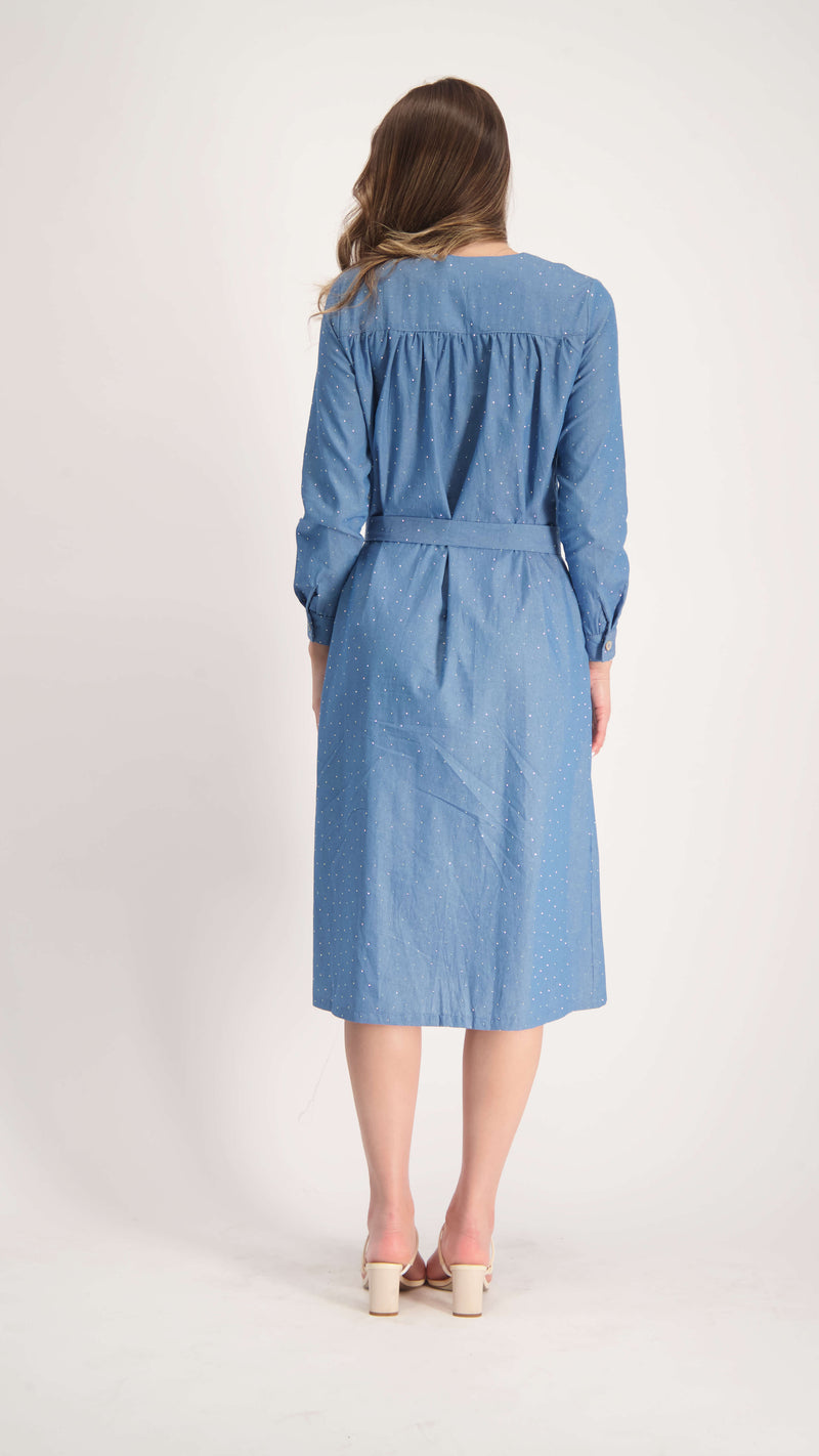 Button Dress With Belt / Blue jeans Nitti