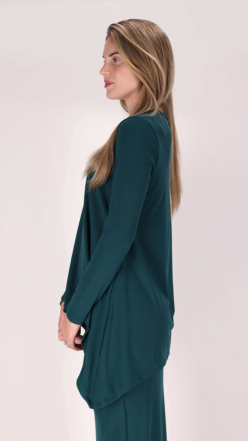 Ribbed Asymmetric T-shirt / Green