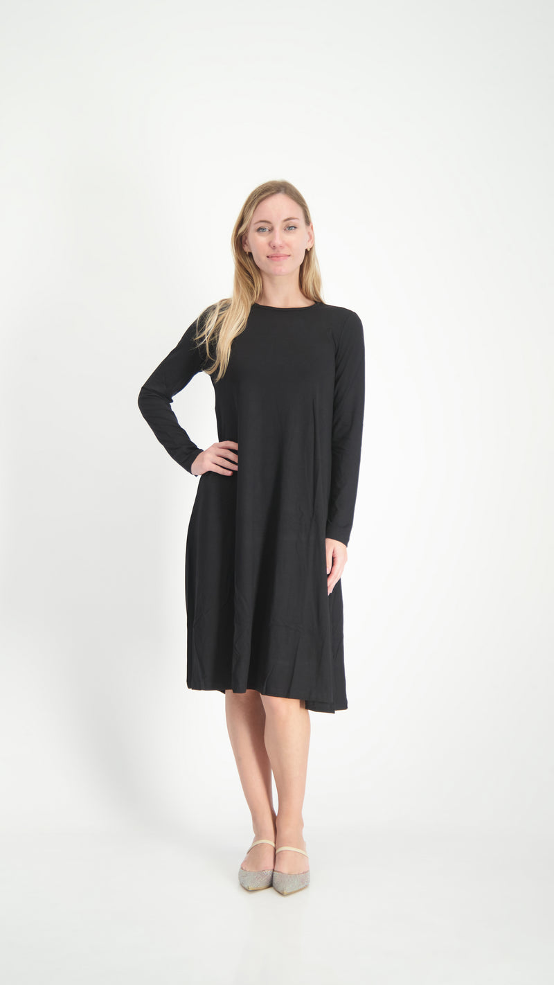 A-line Cotton Dress Black