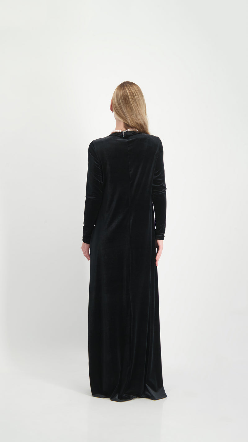 A-line Maxi Velvet Dress / Black