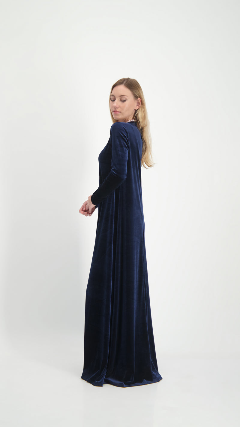 A-line Maxi Velvet Dress / Navy