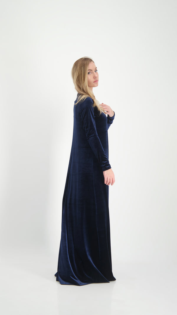 A-line Maxi Velvet Dress / Navy