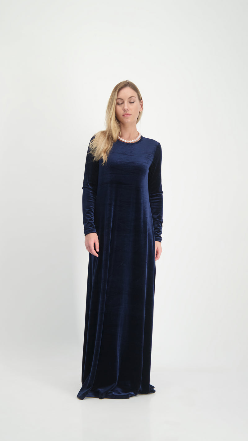 A-line Maxi Velvet Dress / Navy