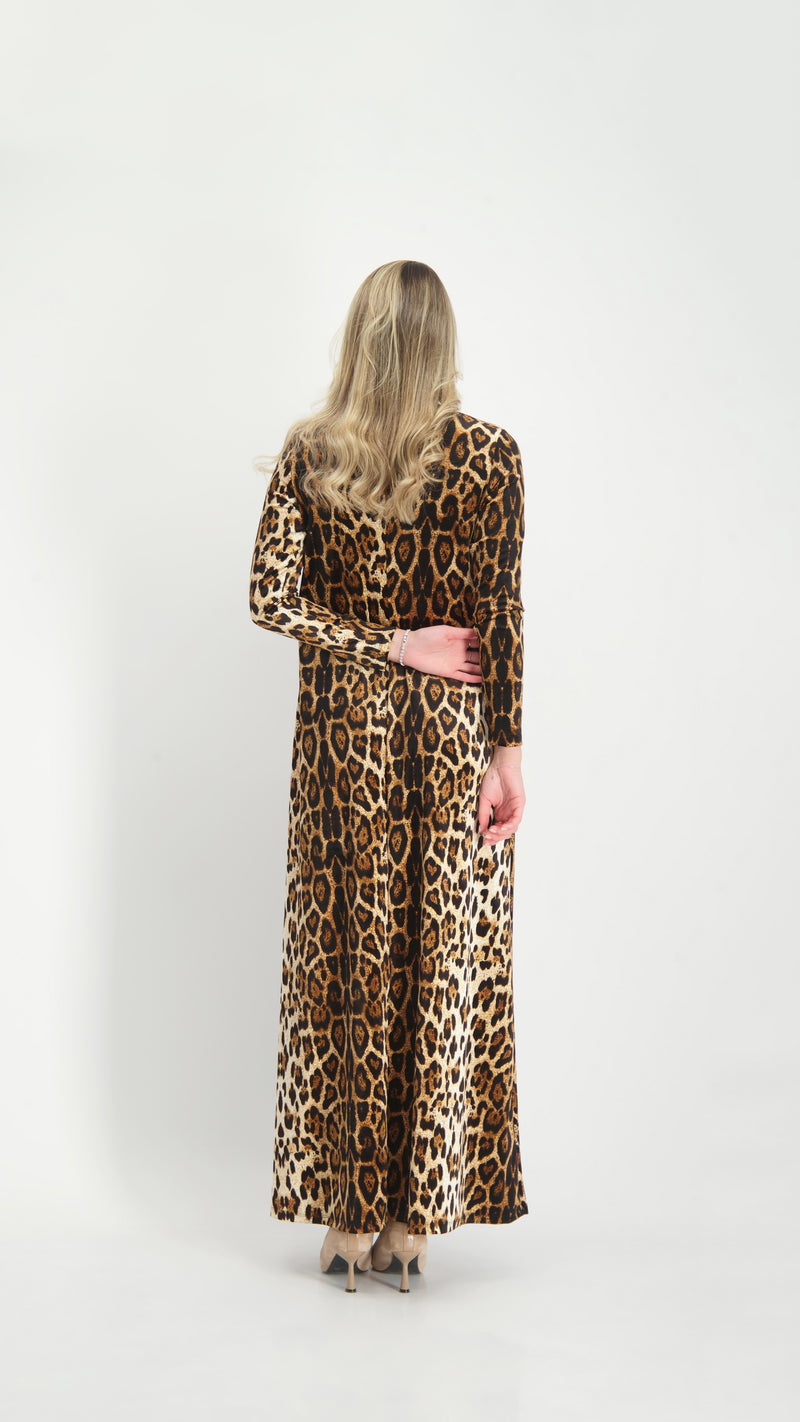 A-line Maxi Velvet Dress / Leopard