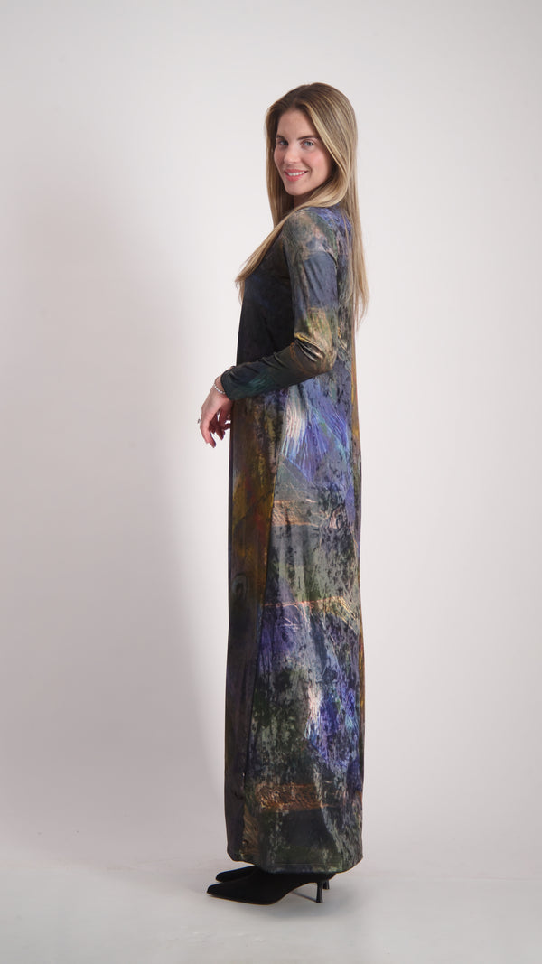 Velvet A-line Maxi Dress / Tie Dye