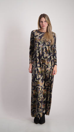 Velvet A-line Maxi Dress / Paisley