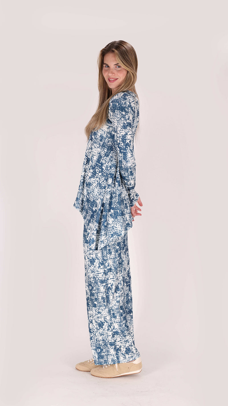 Ribbed Maxi Skirt / Blue Acid