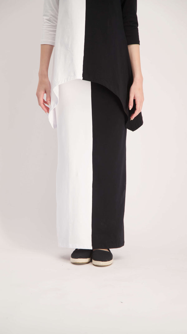 2 Color Maxi Skirt / Black & White