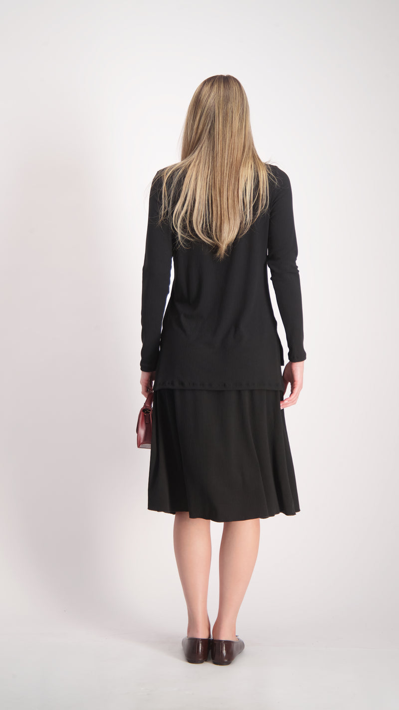 Ribbed A-line Skirt / Black