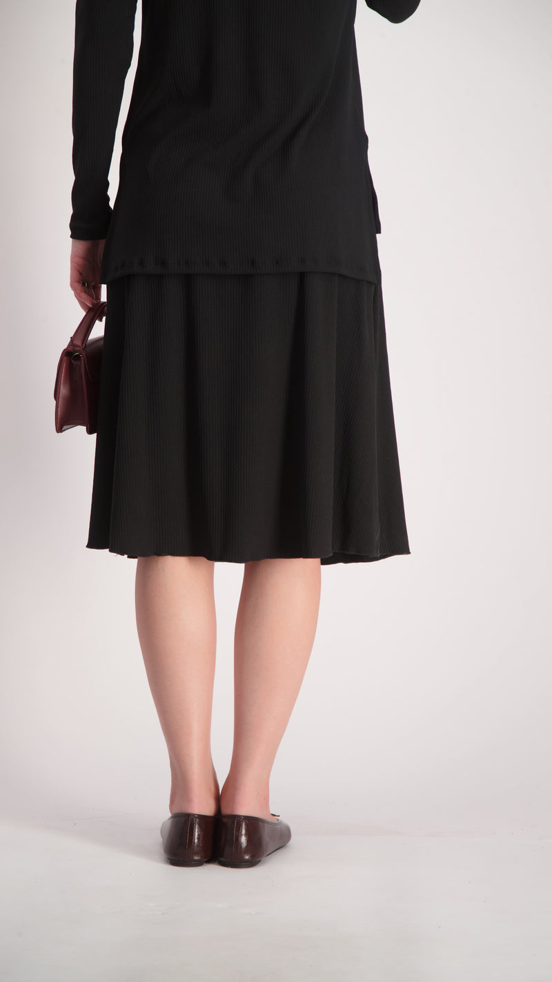 Ribbed A-line Skirt / Black