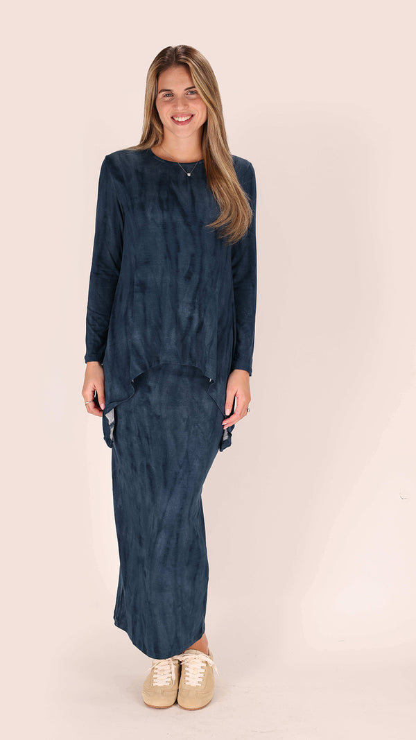 Maxi Skirt / Navy Tie Dye