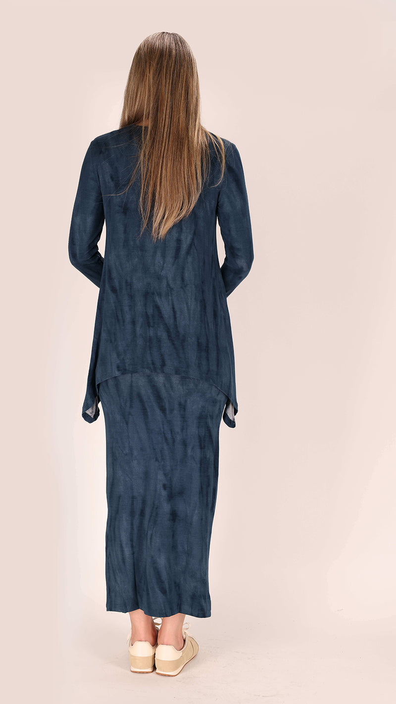 Asymmetric T-shirt / Navy Tie Dye