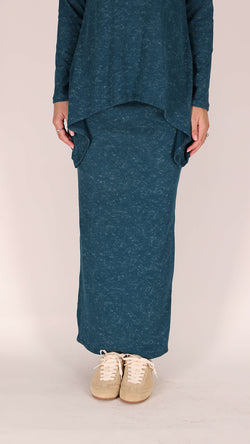 Ribbed Maxi Skirt / turquoise Acid