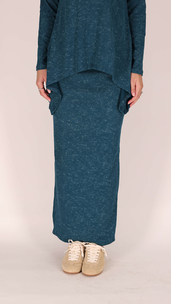 Ribbed Maxi Skirt / turquoise Acid