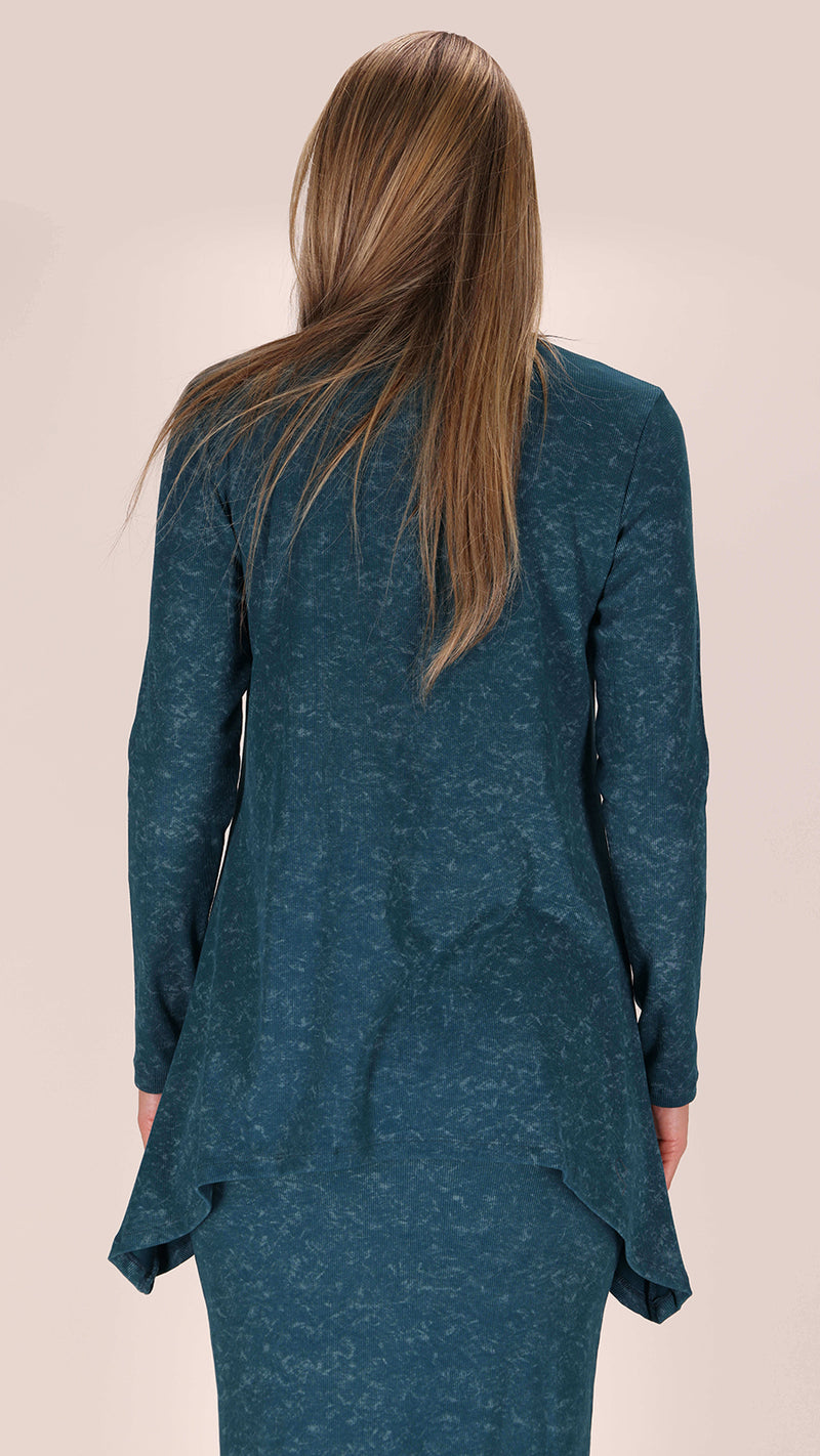 Ribbed Asymmetric T-shirt / Turquoise Acid