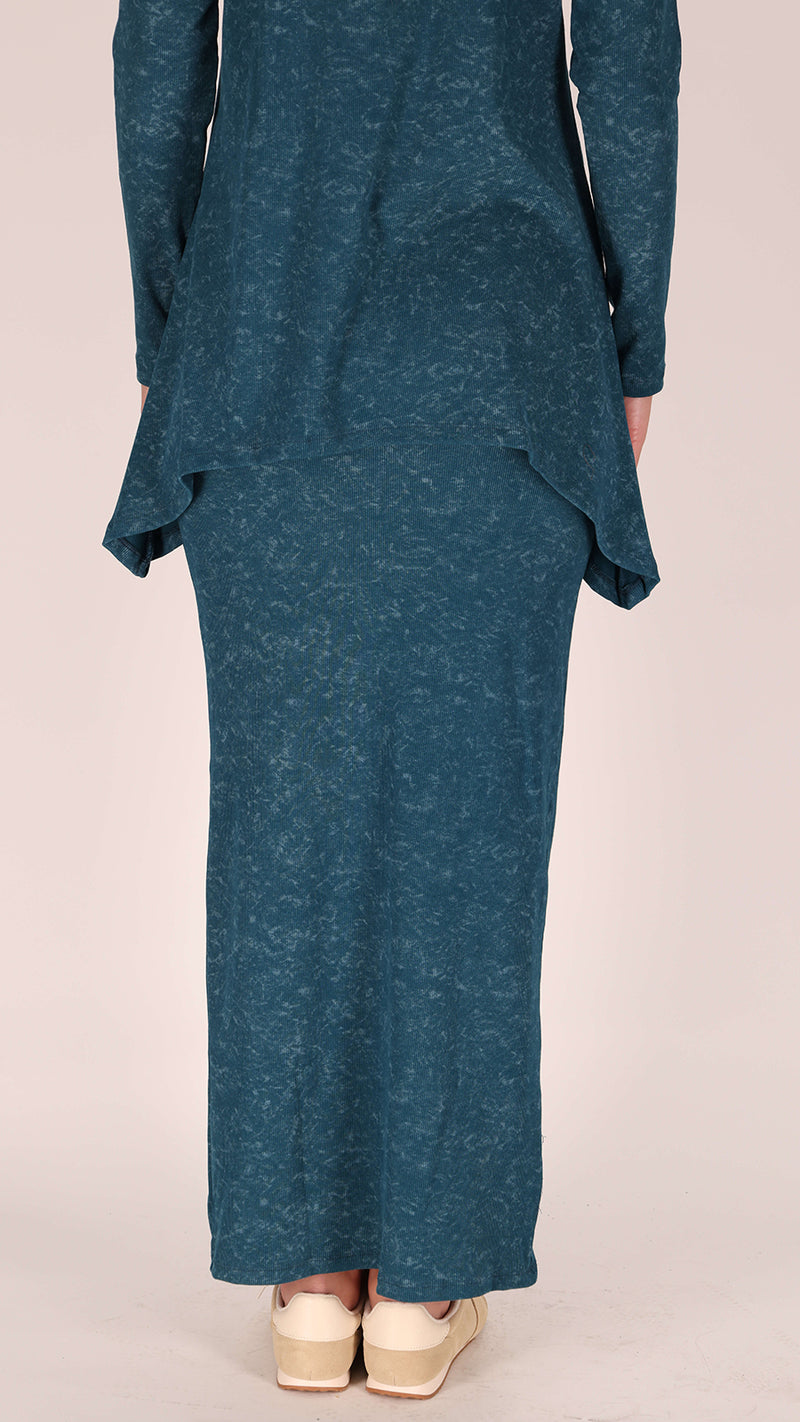 Ribbed Maxi Skirt / turquoise Acid