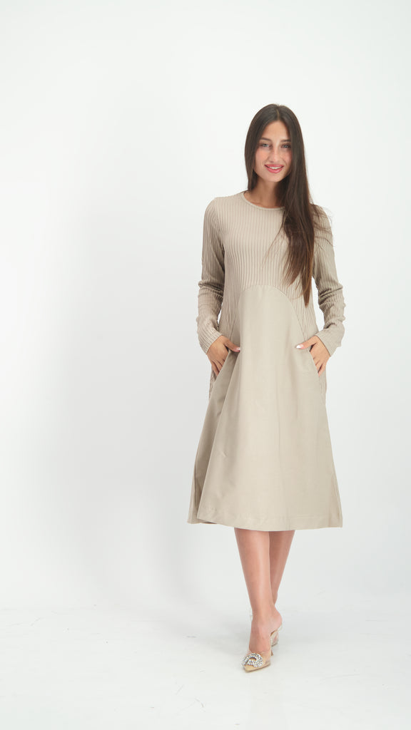 Camel ribbed dress best sale