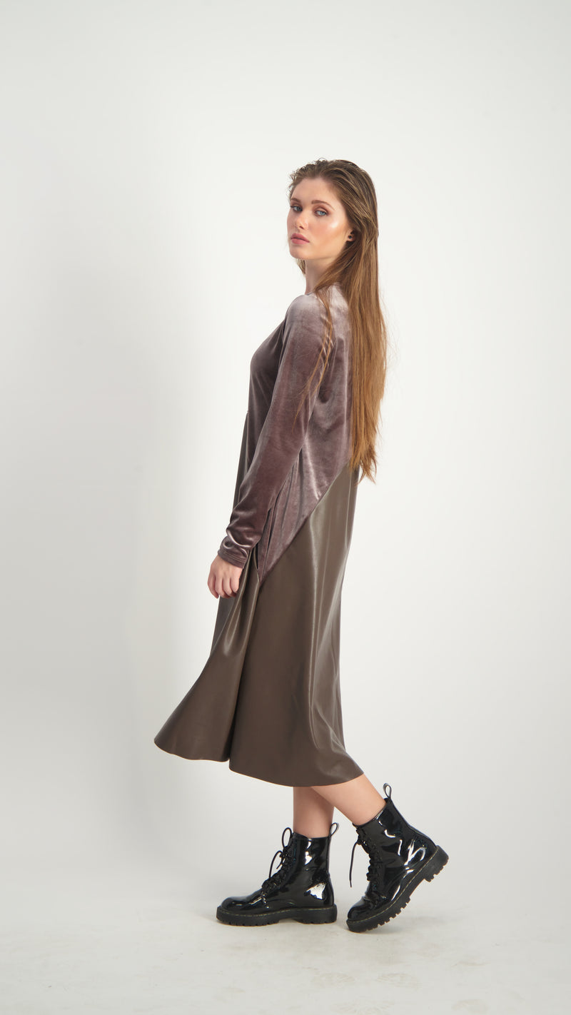 Waisted Velvet Dress / Brown