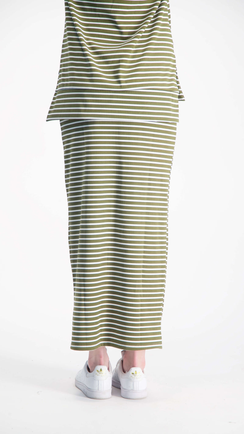 Ribbed Skirt / Olive & White Line
