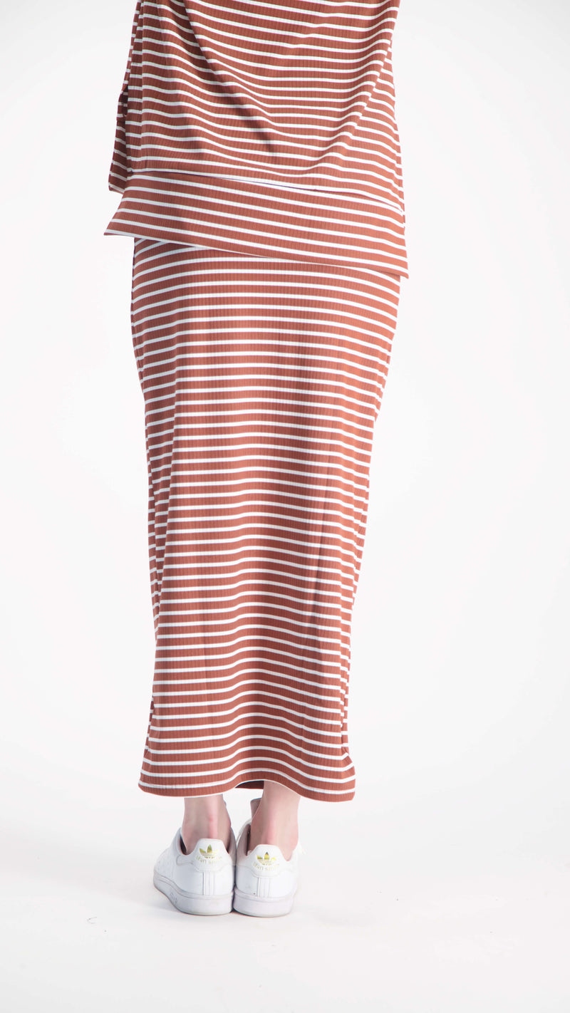 Ribbed Skirt / Brick & White Line