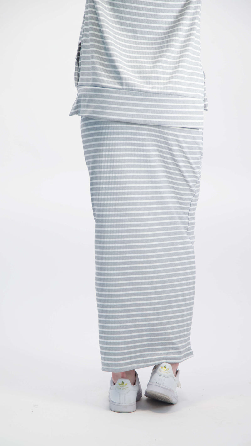 Ribbed Skirt / Grey & White Line
