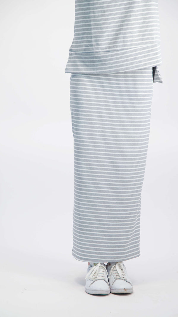Ribbed Skirt / Grey & White Line