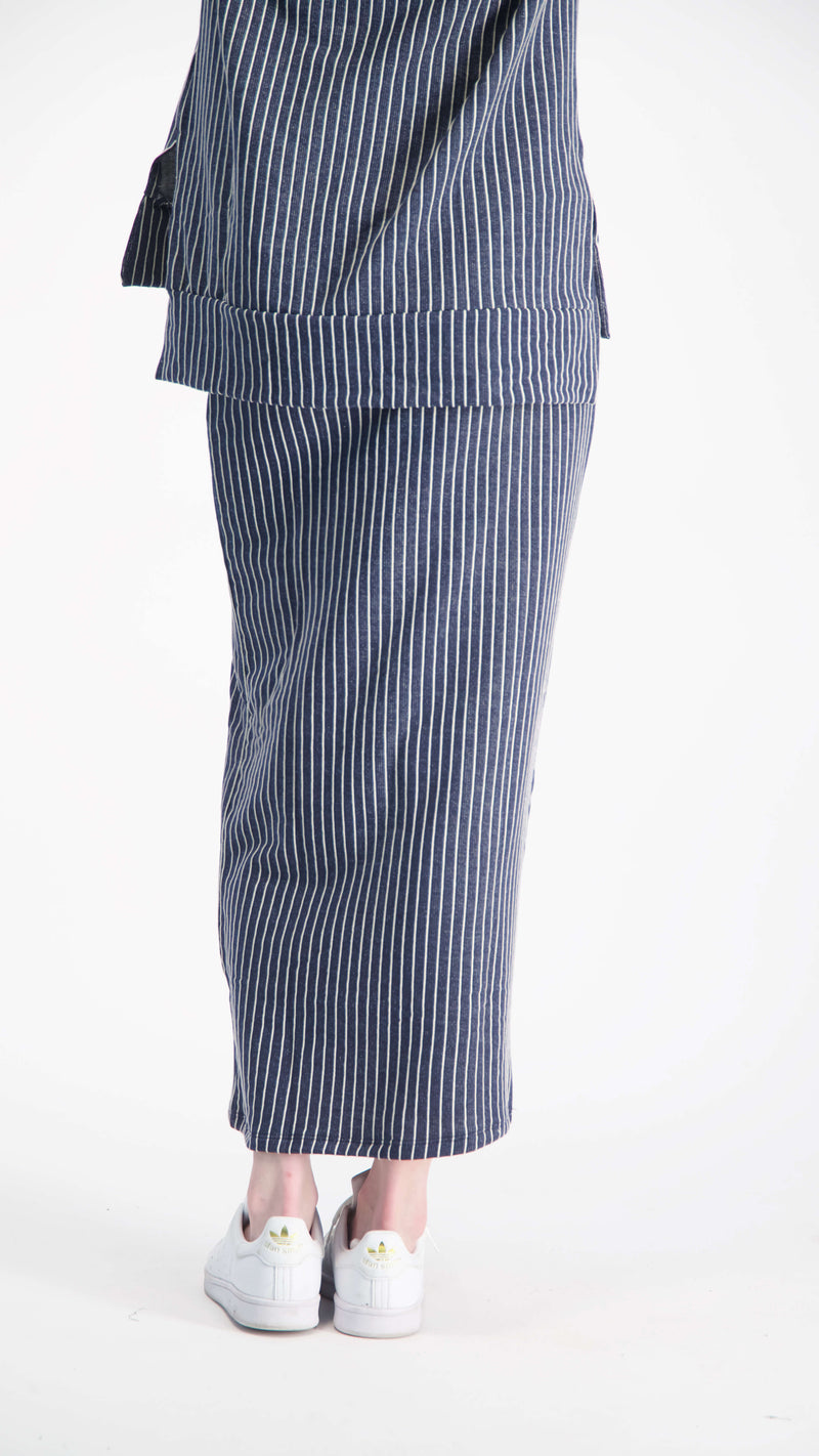 French Terry Skirt / Navy & White Line